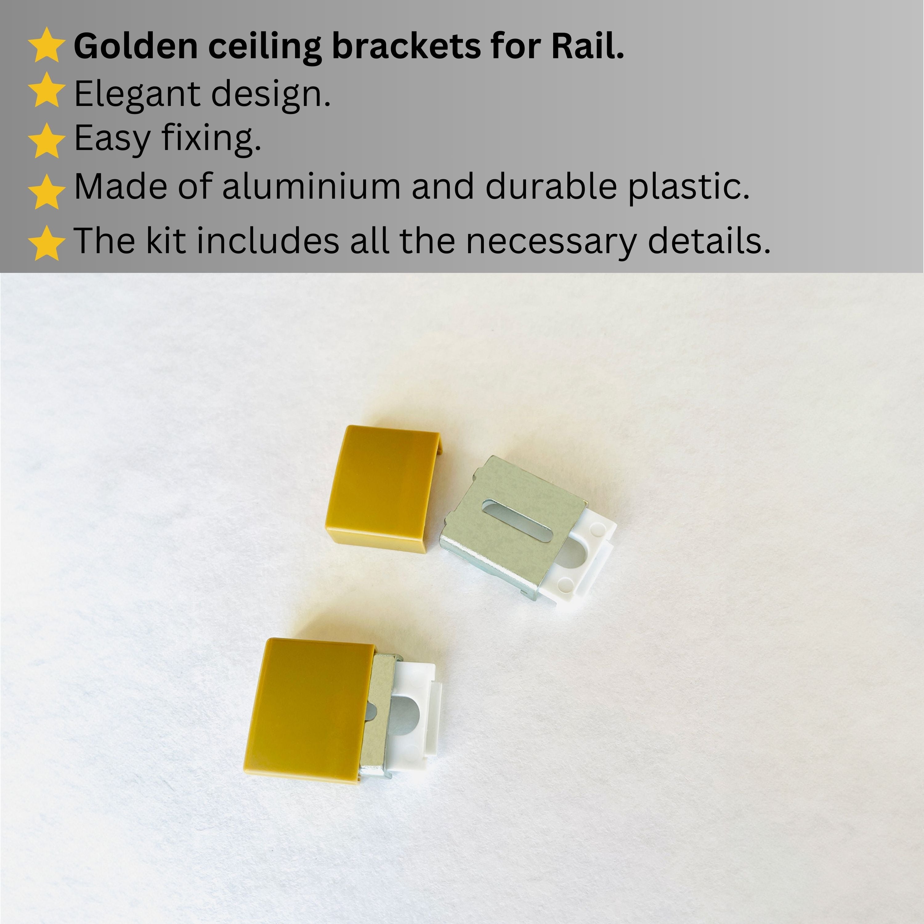 Single Golden Curtain Rail: Custom Sizes, Decorative Single Rail for Blinds, Curtains, and Sheers, Premium Ceiling-Mount Track