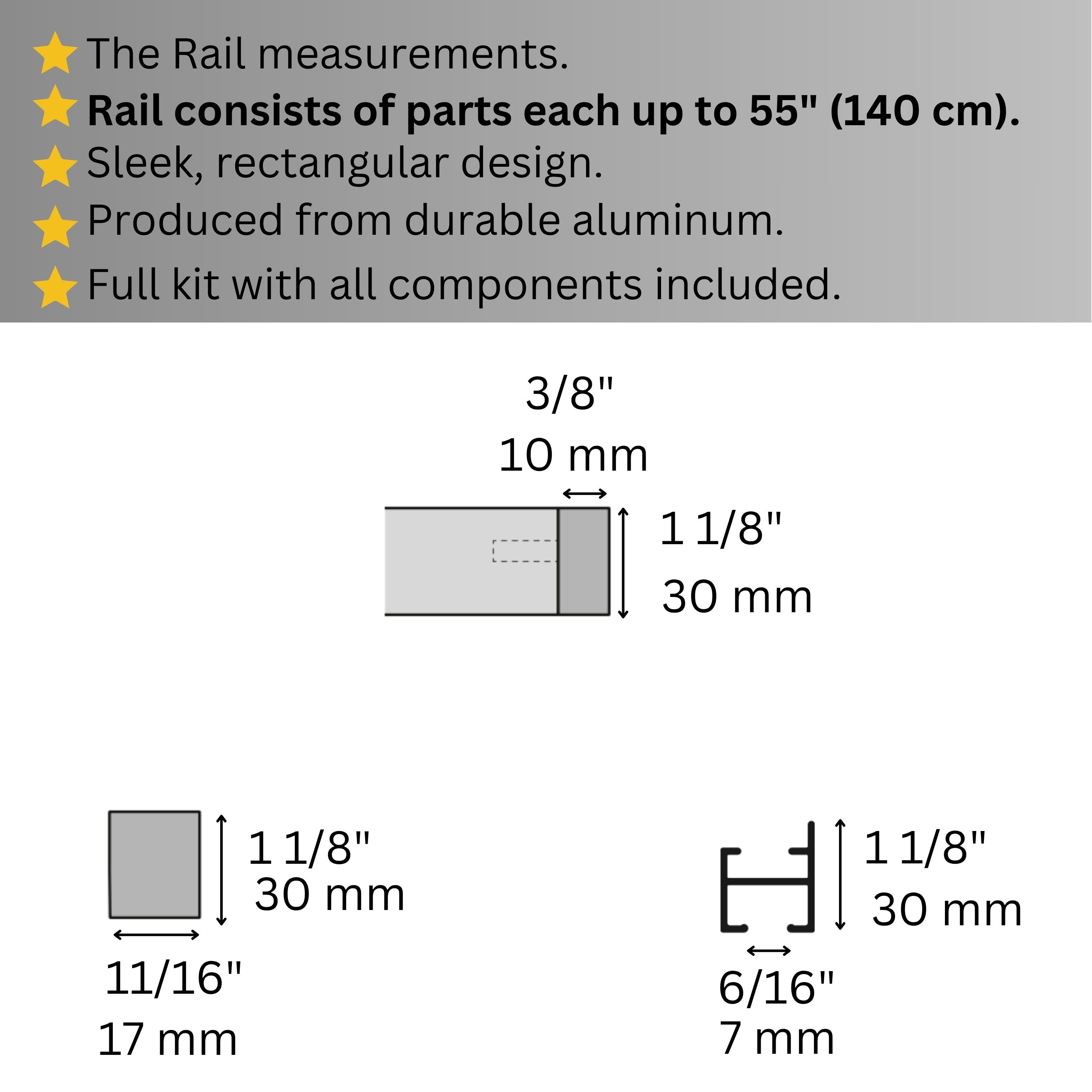 Single Black Matte Curtain Rail: Custom Sizes, Decorative Single Track Rail for Blinds, Curtains, and Sheers, Ceiling-Mount