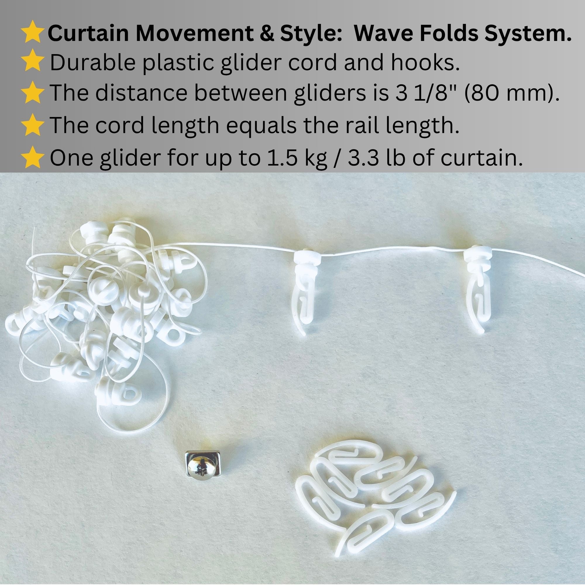 Single White Curtain Rail: Custom Sizes, Premium Ceiling-Mount Track for Wave Fold Drapery, Blinds, and Sheer Curtains