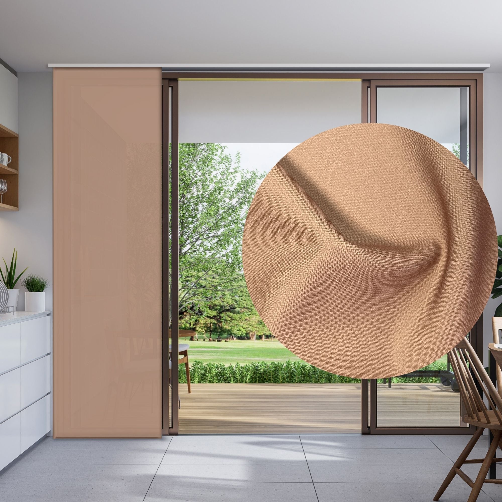 Sliding Panel Curtain Beige Warm Taupe Color