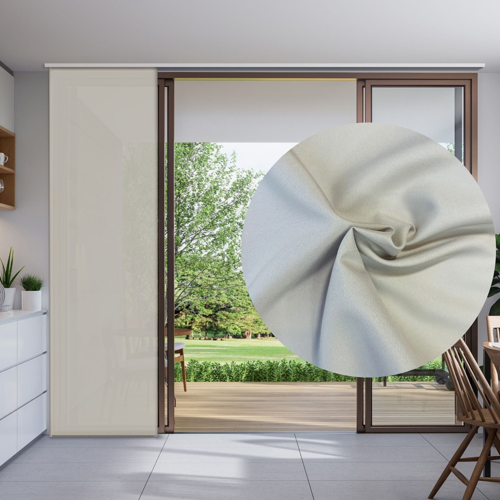 Sliding Panel Curtain Gray Moon Color