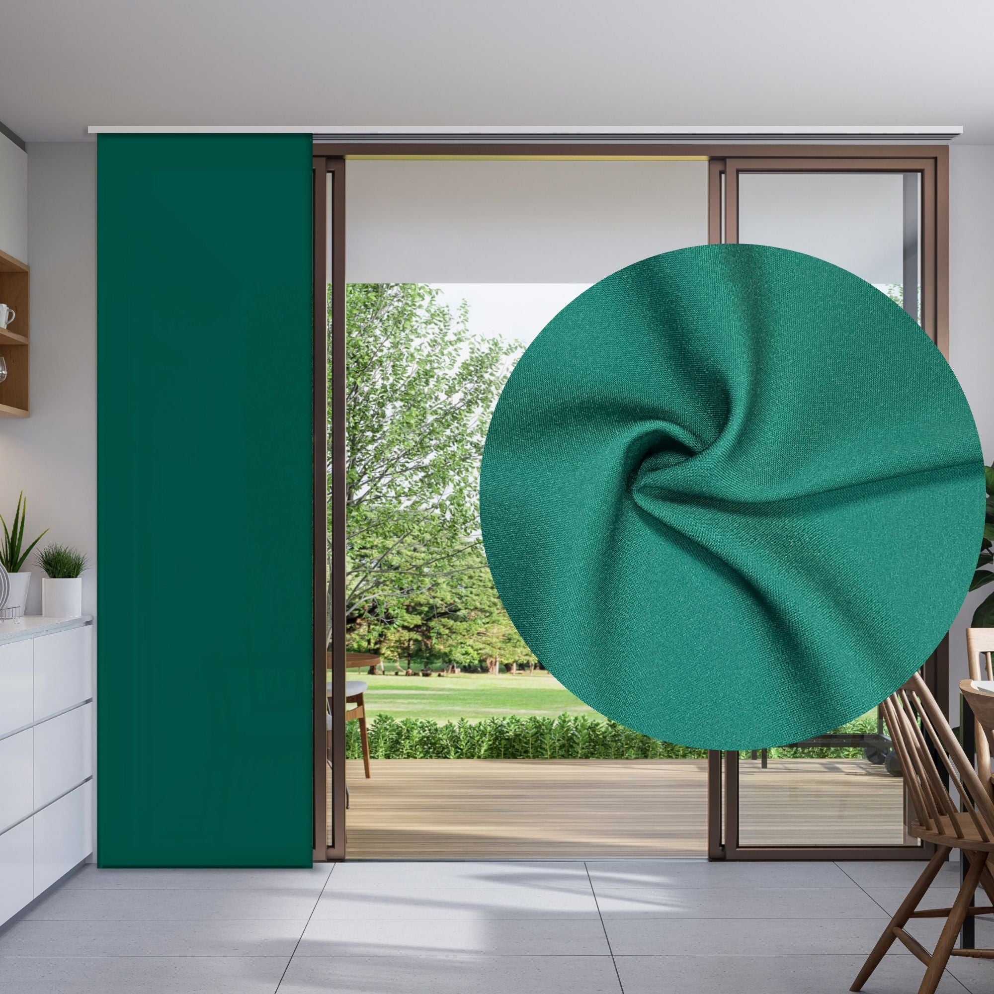 Sliding Panel Curtain Green Aventurine Color