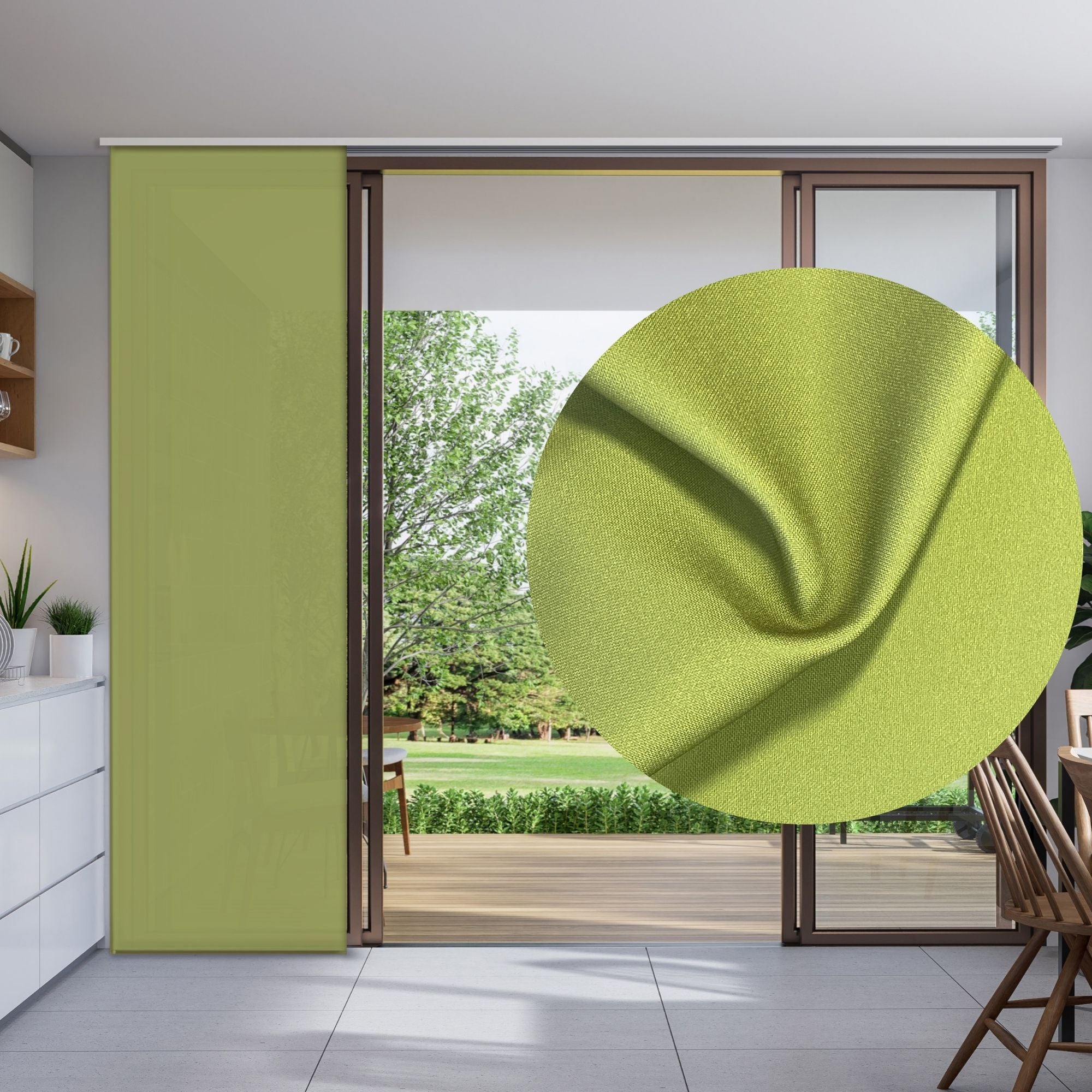 Sliding Panel Curtain Green Fern Color