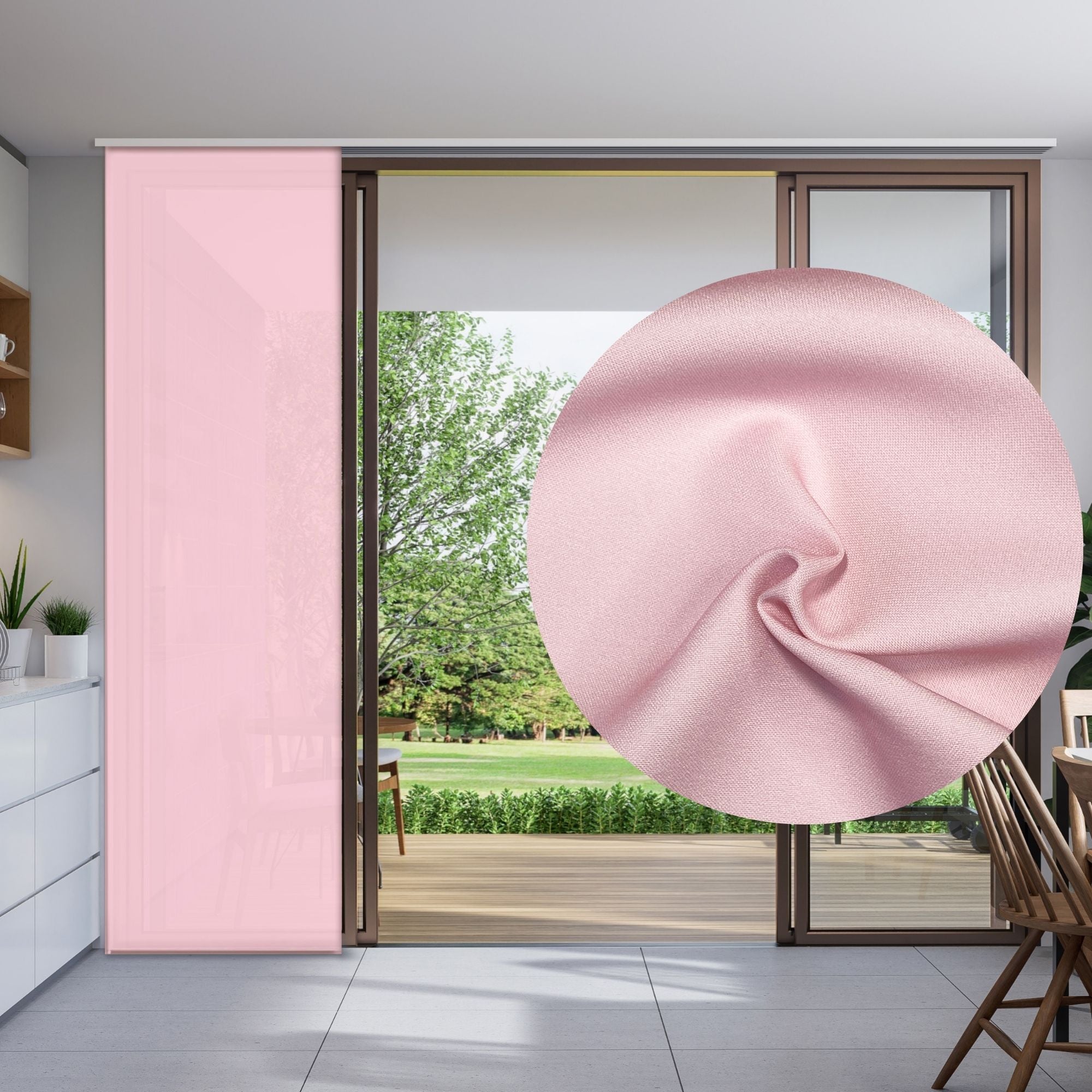 Sliding Panel Curtain Pink Icy Blush Color