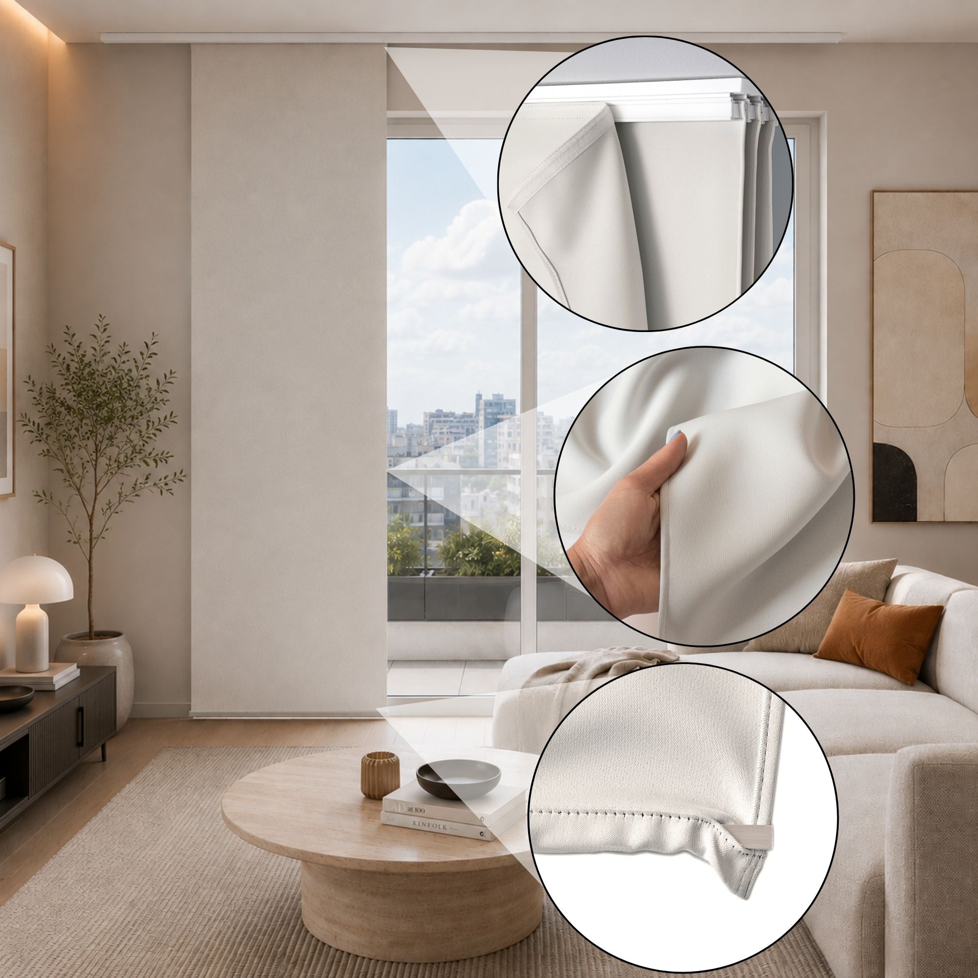Blackout Sliding Panel Curtain: Custom Vertical Blind for Sliding Glass Doors | Heat & Noise Reducing | Light Blocking