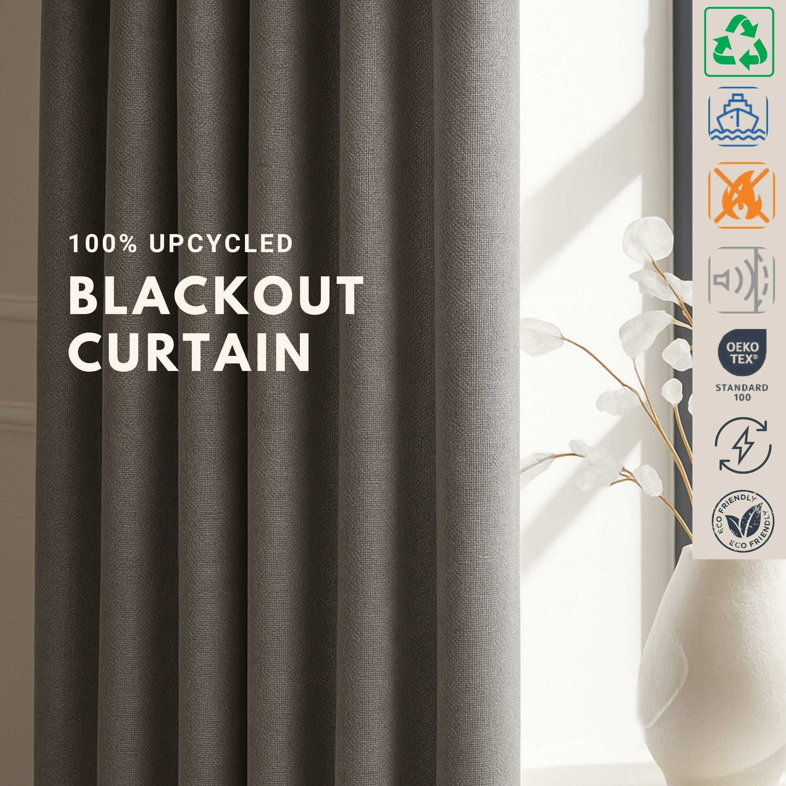 Eco-Friendly Textured Blackout Curtains | 100% Recycled & IMO Certified