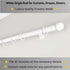 White Single Curtain Rod: Custom Sizes, Decorative Single Pole for Curtains, Sheers, and Blinds, Wall-Mount Single Rod