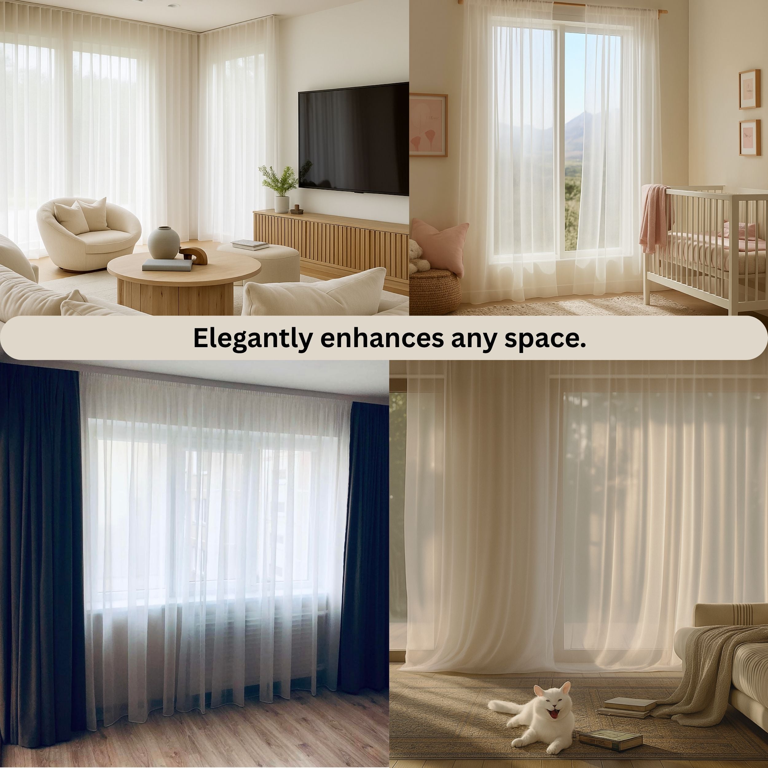 White Premium Sheer Curtain, Soft Breeze Sheer - The Whisper of Nature