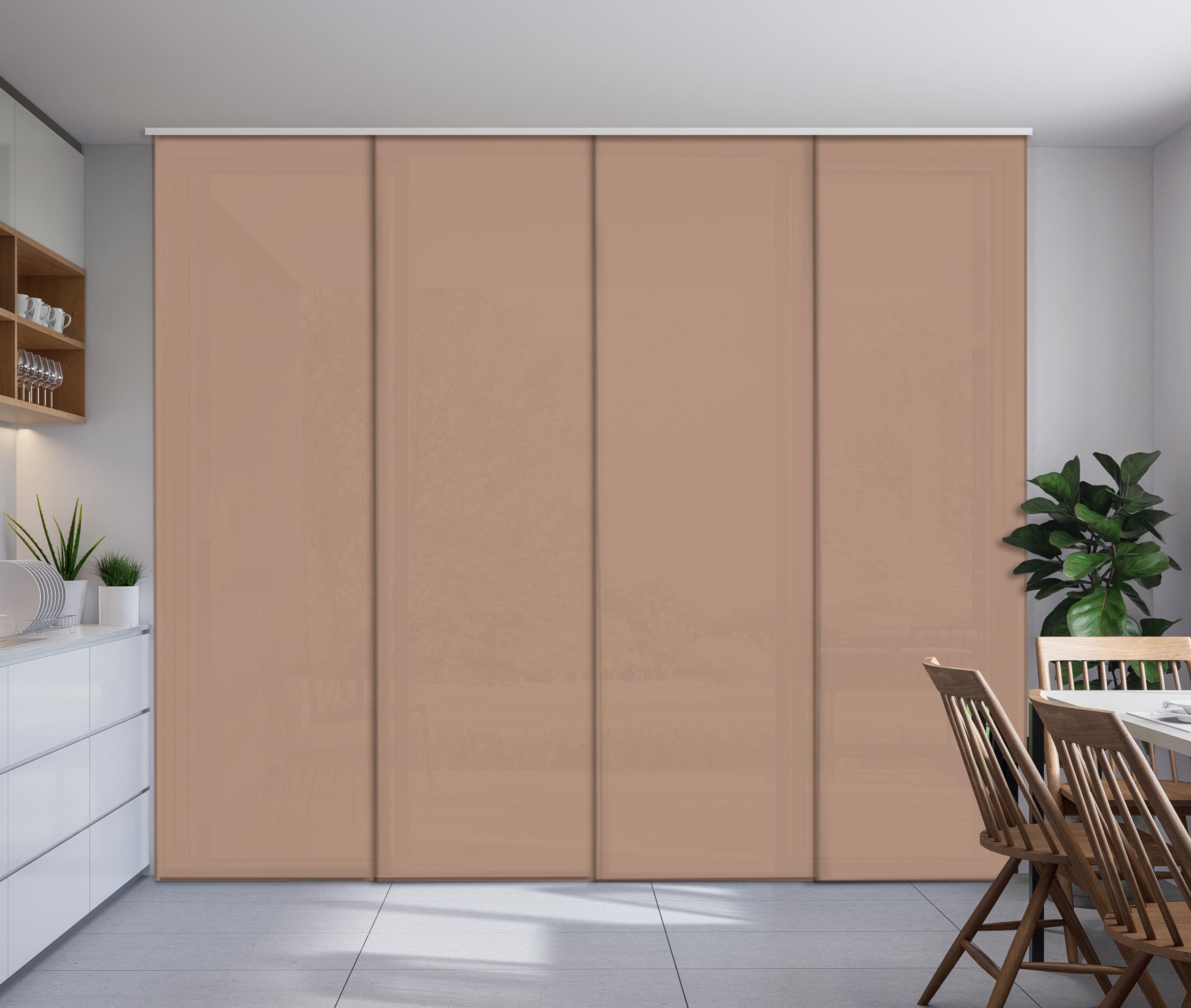 Sliding Panel Curtain Beige Warm Taupe Color