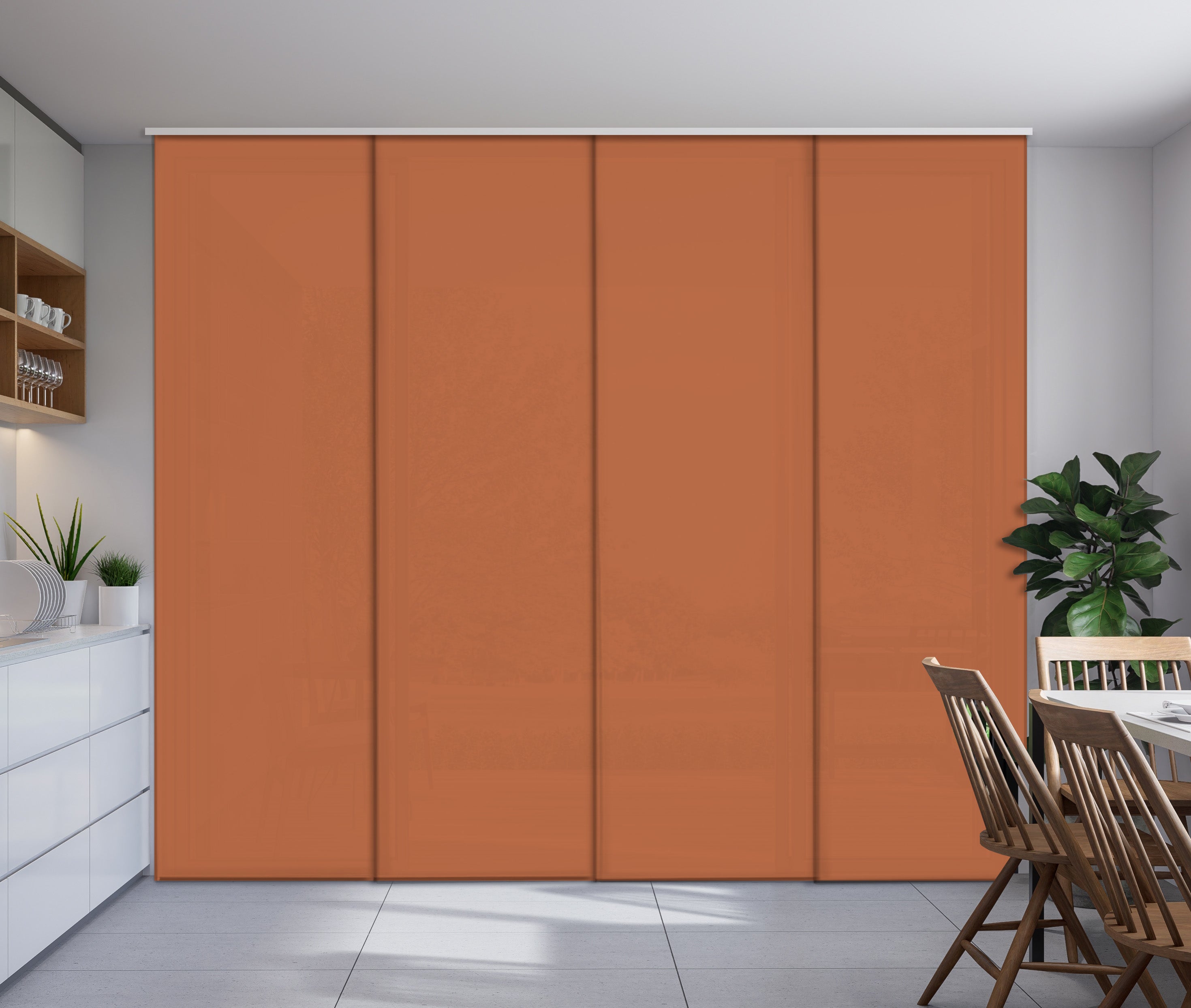 Sliding Panel Curtain Brown Caramel Color