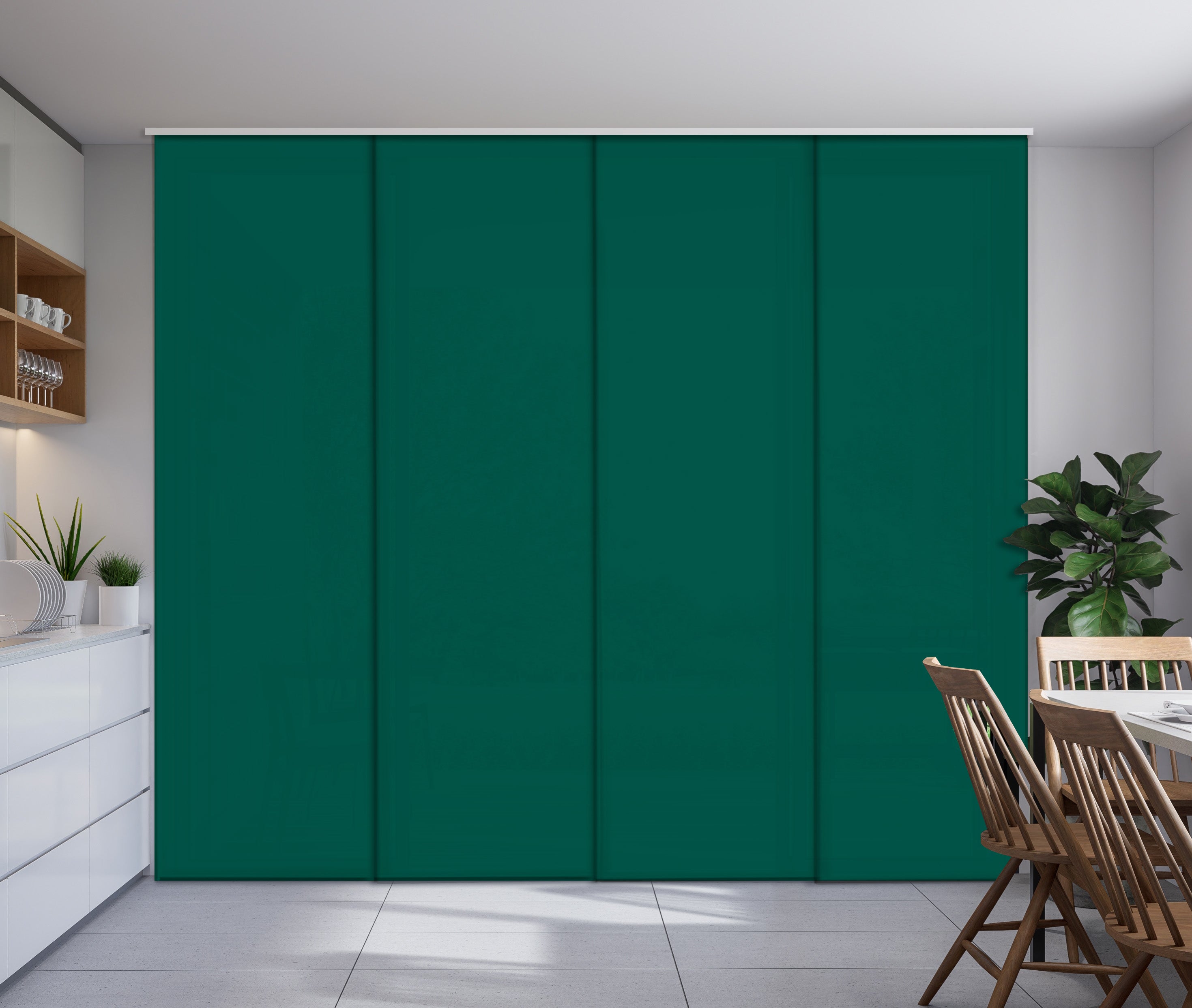 Sliding Panel Curtain Green Aventurine Color