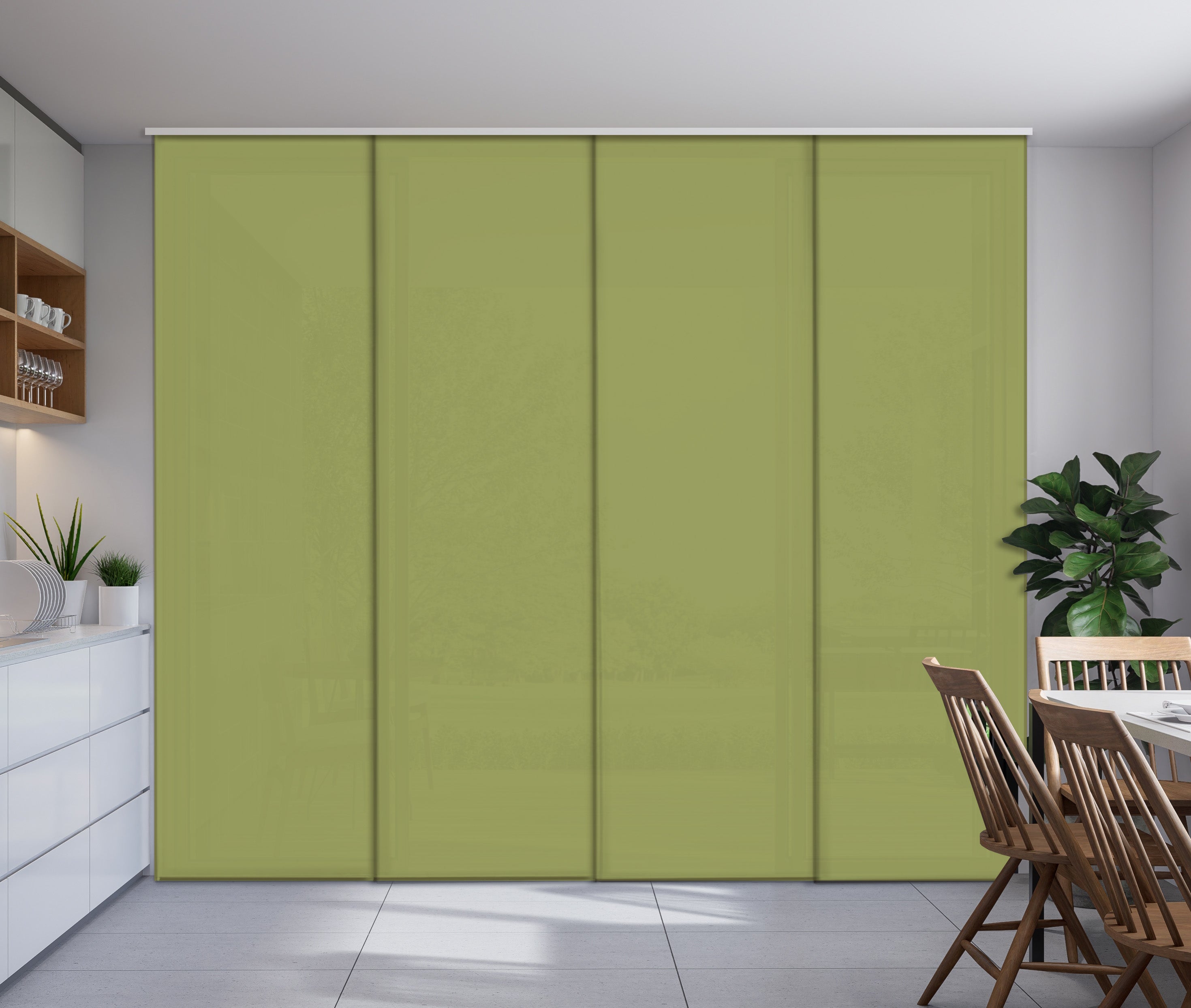 Sliding Panel Curtain Green Fern Color