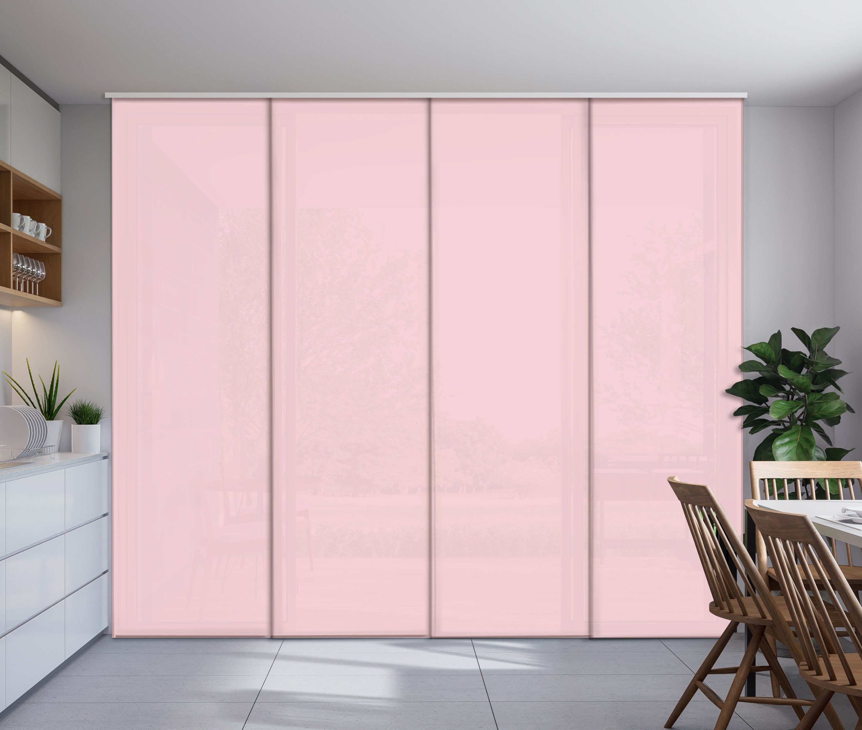 Sliding Panel Curtain Pink Icy Blush Color