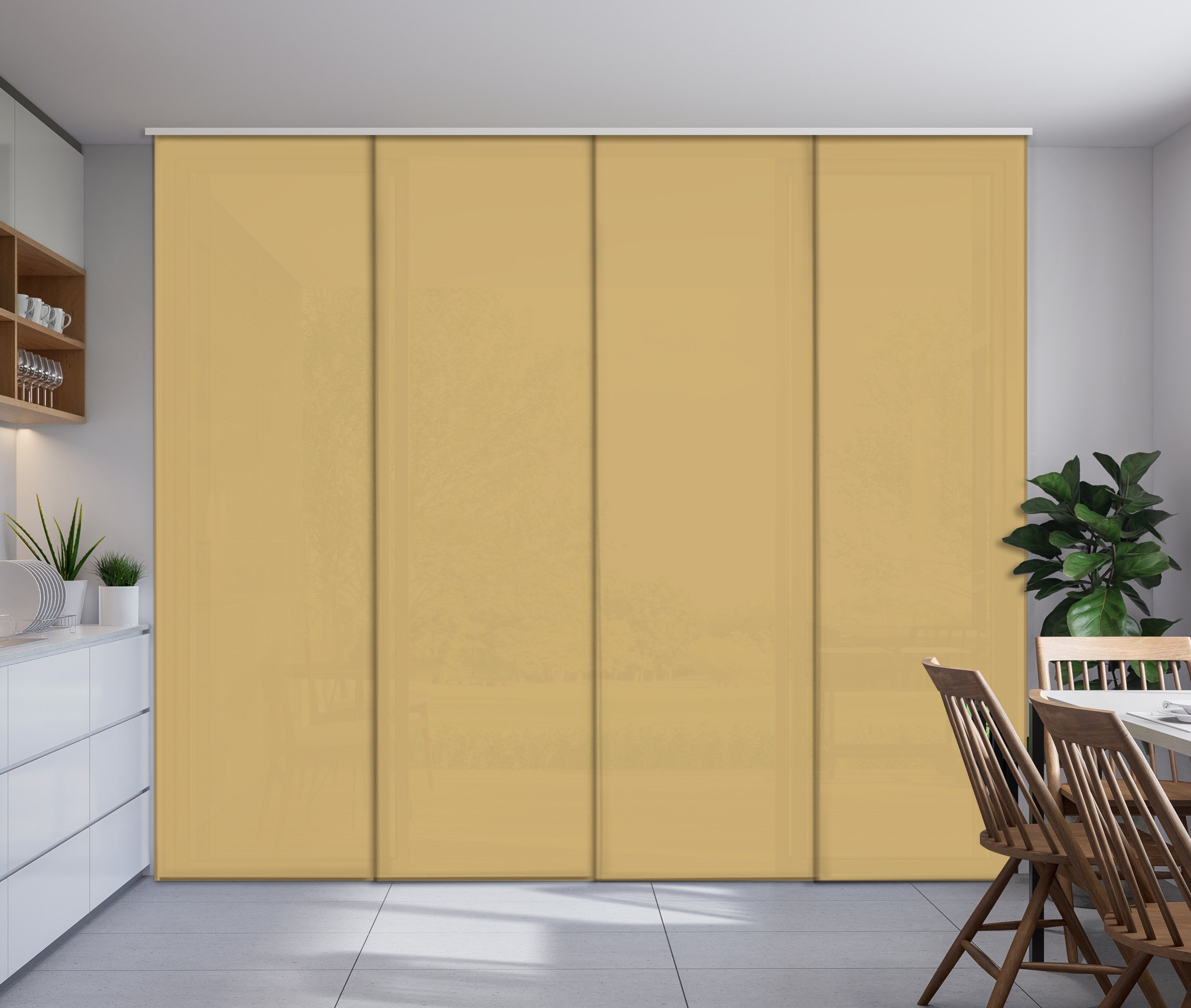 Sliding Panel Curtain Yellow Cocoon Color