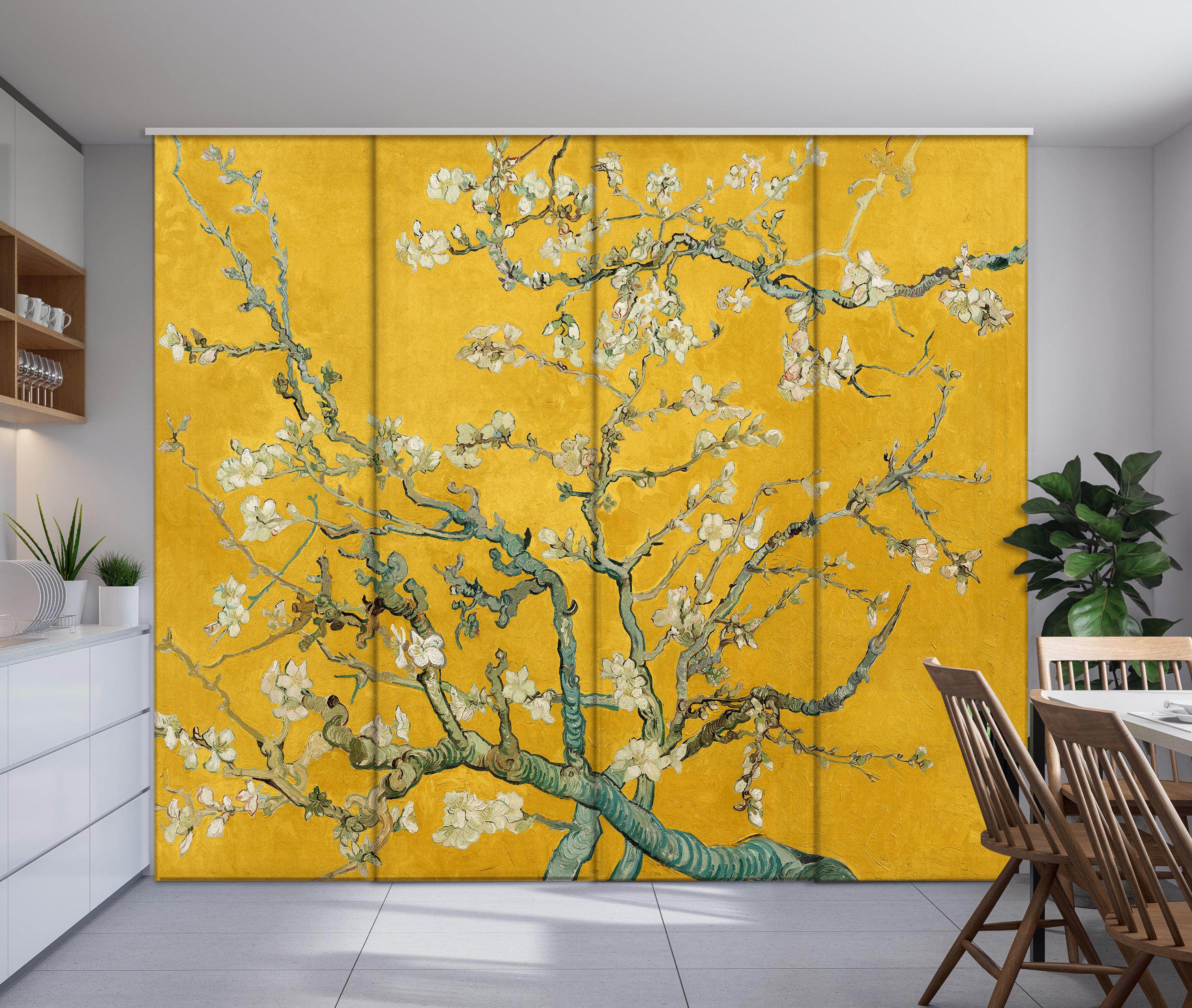 Sliding Panel Curtain Vincent van Gogh Amandelbloesem in Yellow
