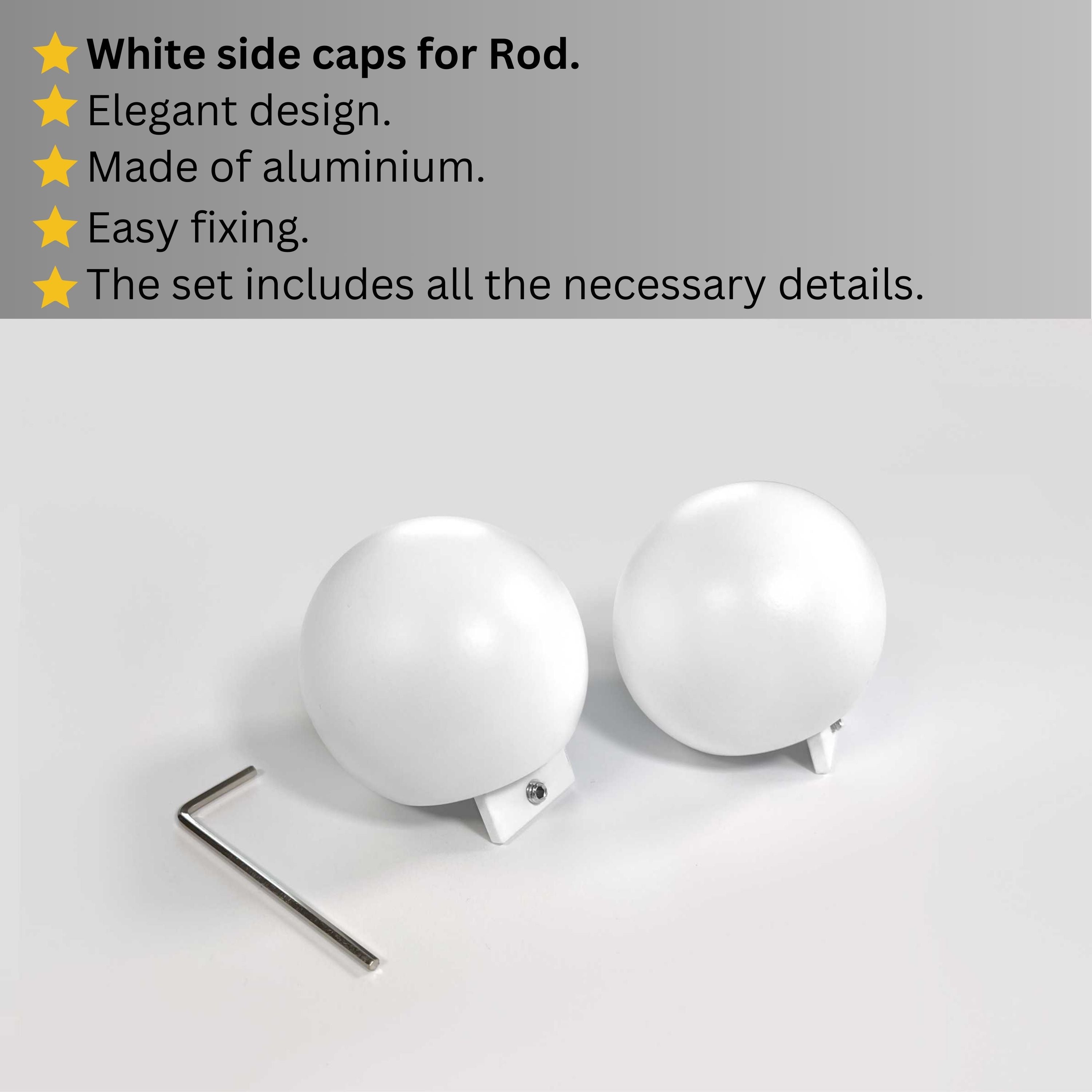 White Single Curtain Rod: Custom Sizes, Decorative Single Pole for Curtains, Sheers, and Blinds, Wall-Mount Single Rod