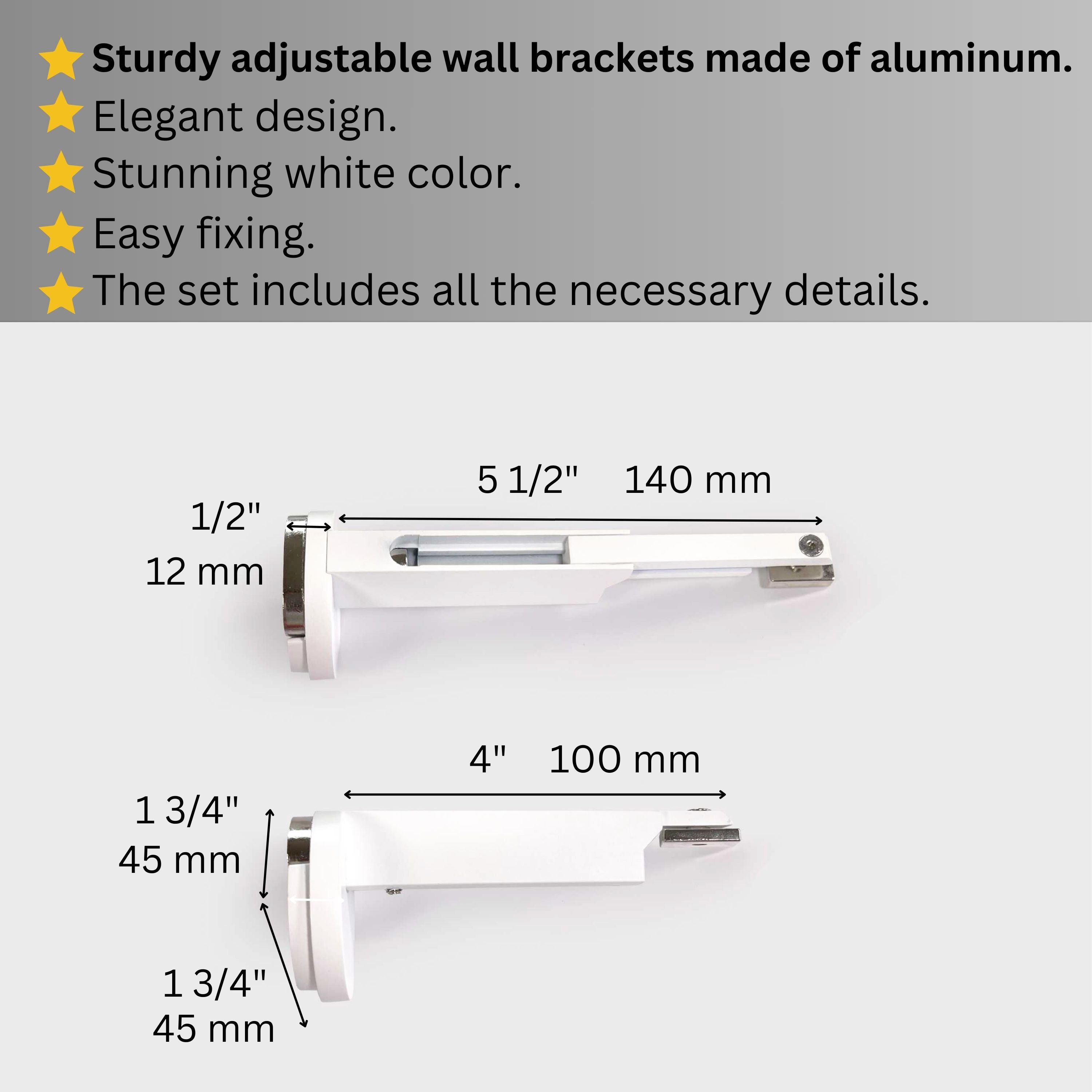 White Single Curtain Rod: Custom Sizes, Decorative Single Pole for Curtains, Sheers, and Blinds, Wall-Mount Single Rod