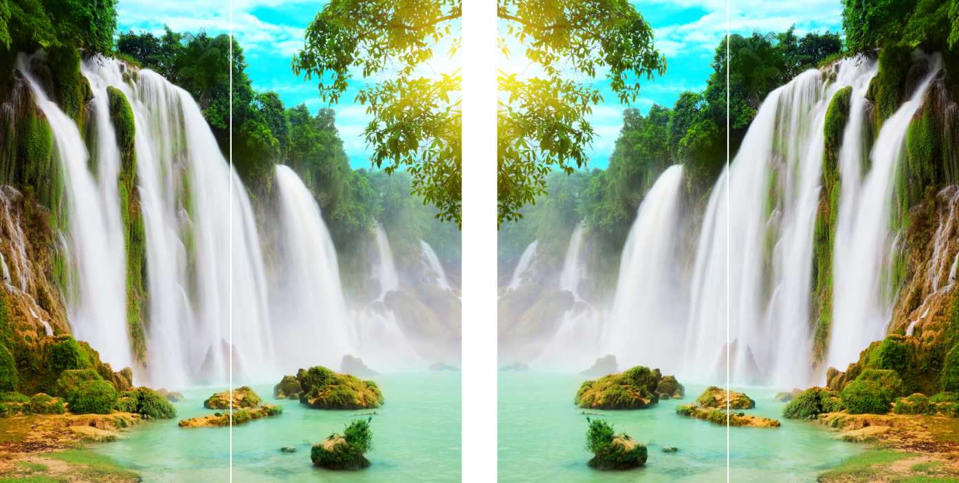 Set of 4 Panel Curtains 80x170 cm Affascinante Cascata di Detian, custom option