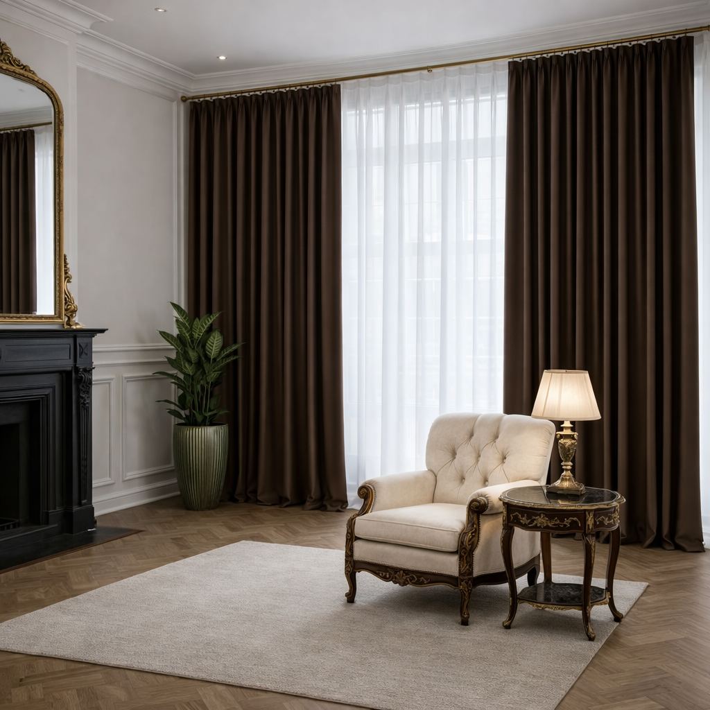 Dark Brown Dark Chocolate Custom Extra Wide Thermal Blackout Curtains | Made-to-Measure Drapes | 24 colours