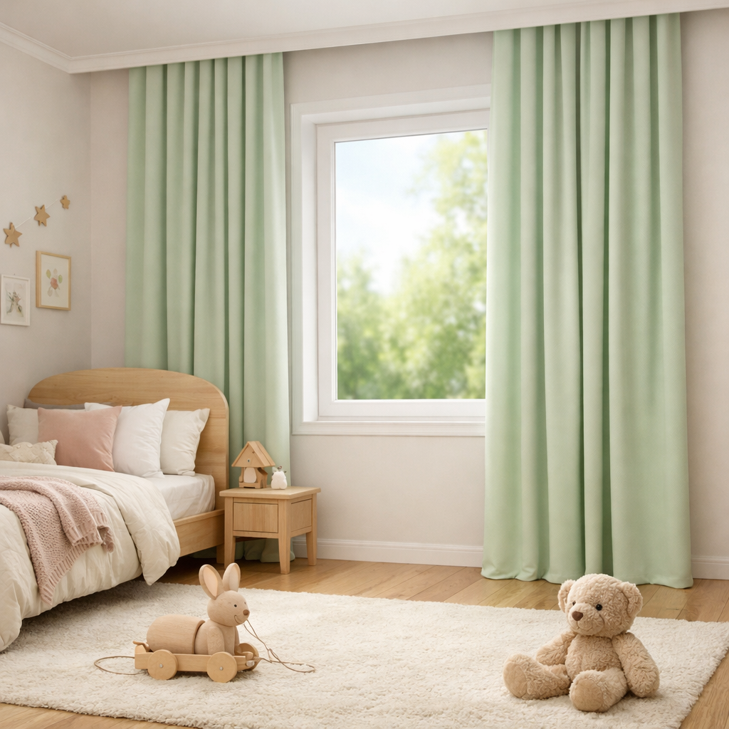 Light Green Thermal Blackout Curtains: Extra Wide Custom Drapes for Sun & Heat Protection | Made-to-Measure Drapes | 24 colours