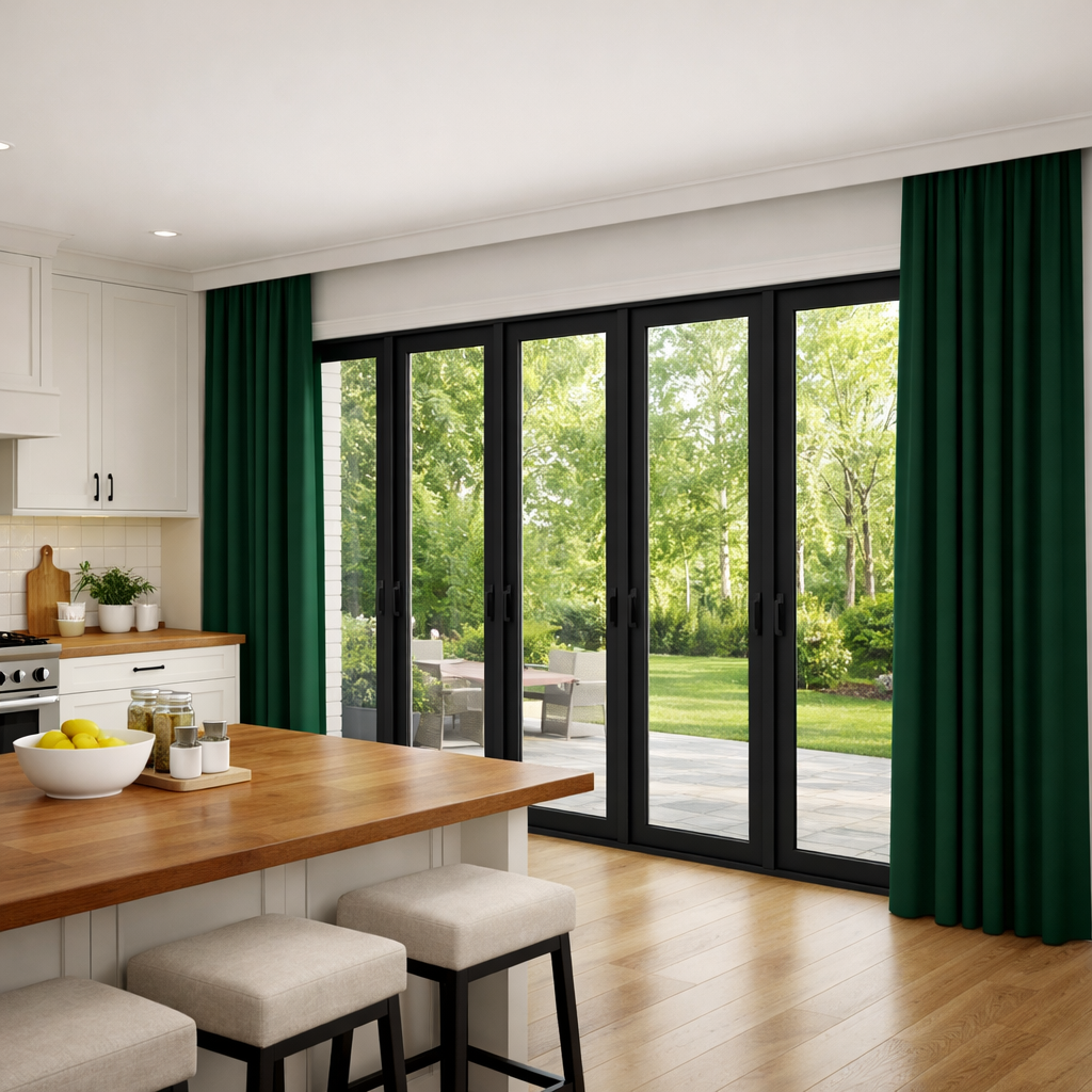 Dark Green Custom Extra Wide Thermal Blackout Curtains | Made-to-Measure Drapes | 24 colours