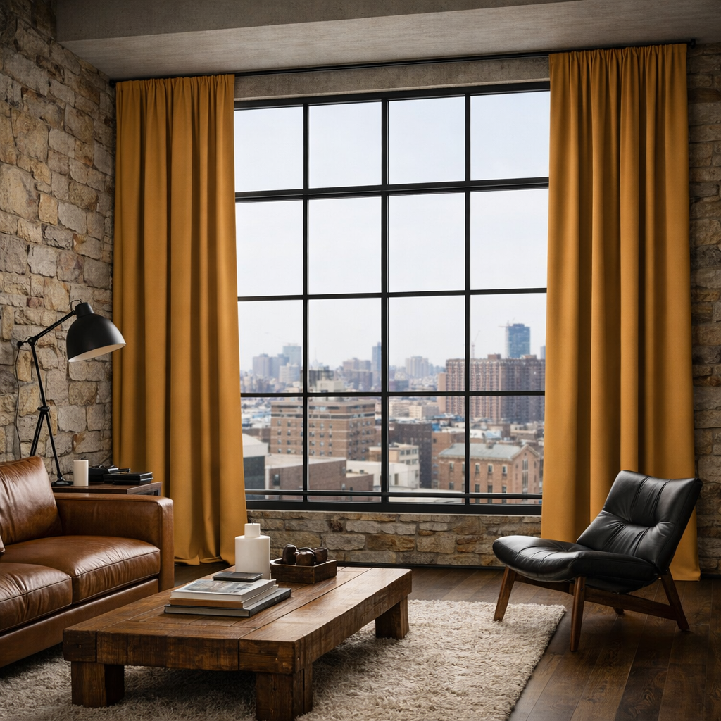 Custom Mustard Blackout Curtains - Extra Wide Thermal Drapes | Made-to-Measure 24 colours