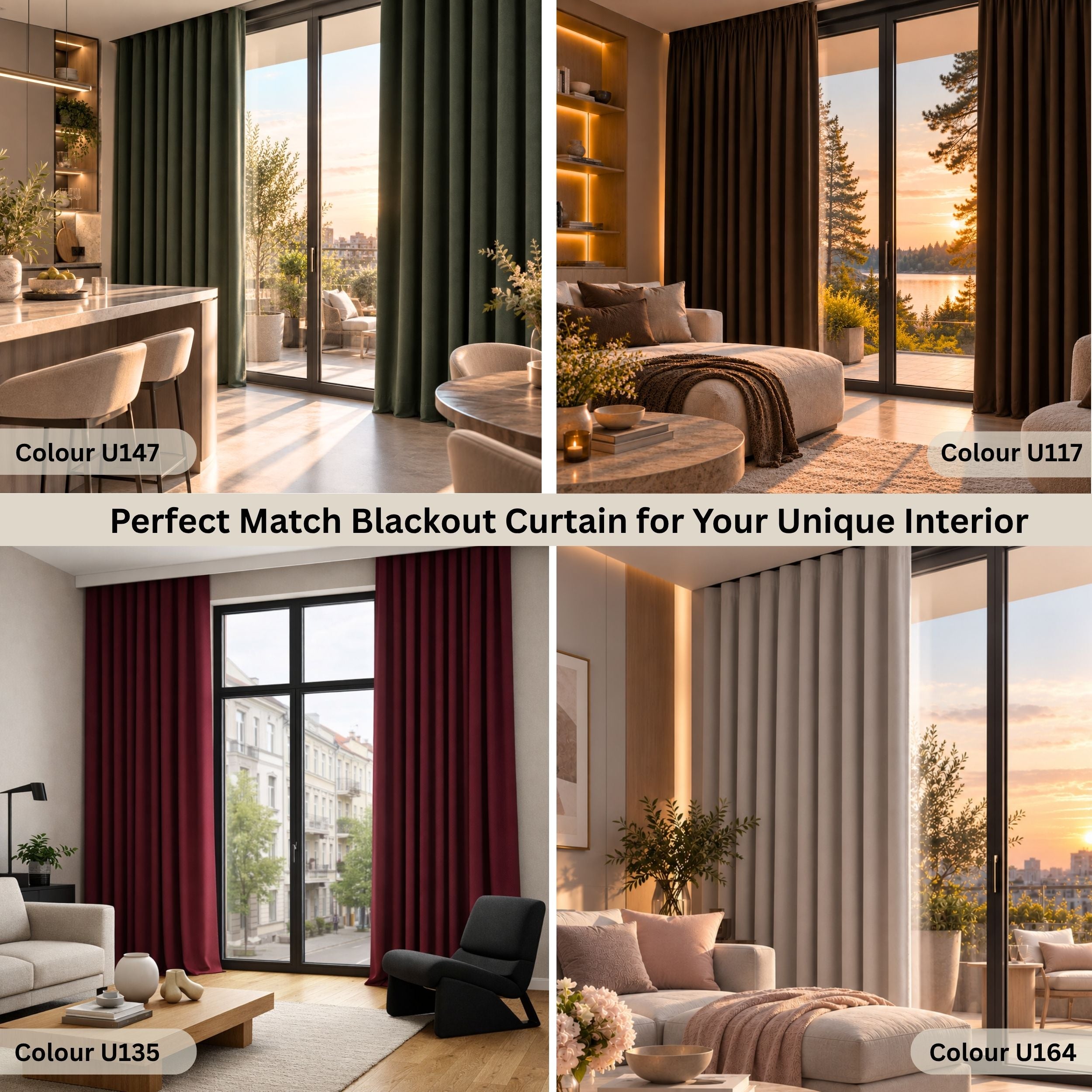 Custom Thermal Blackout Curtains: Made-to-Measure Heat Protection & Sun Blocking Drapes for Bedroom & Nursery | 24 Colors