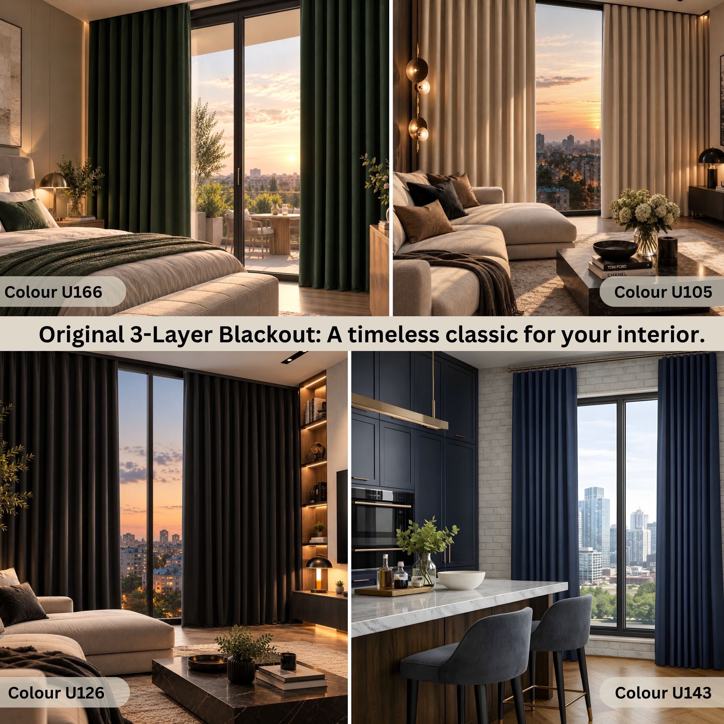 Custom Thermal Blackout Curtains: Made-to-Measure Heat Protection & Sun Blocking Drapes for Bedroom & Nursery | 24 Colors