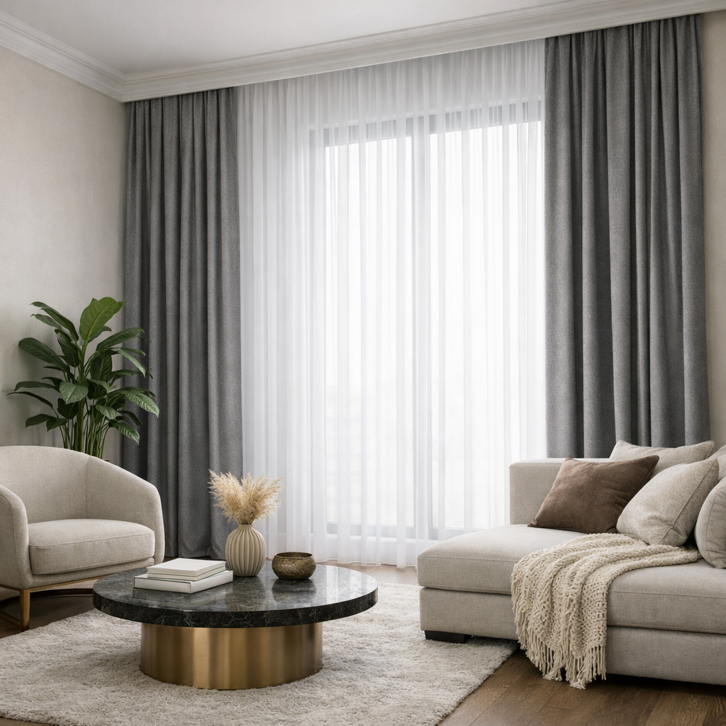 Gray Custom Curtains | Floe Collection: 11 Modern Light-Filtering Shades | Made-to-Measure for Living Rooms