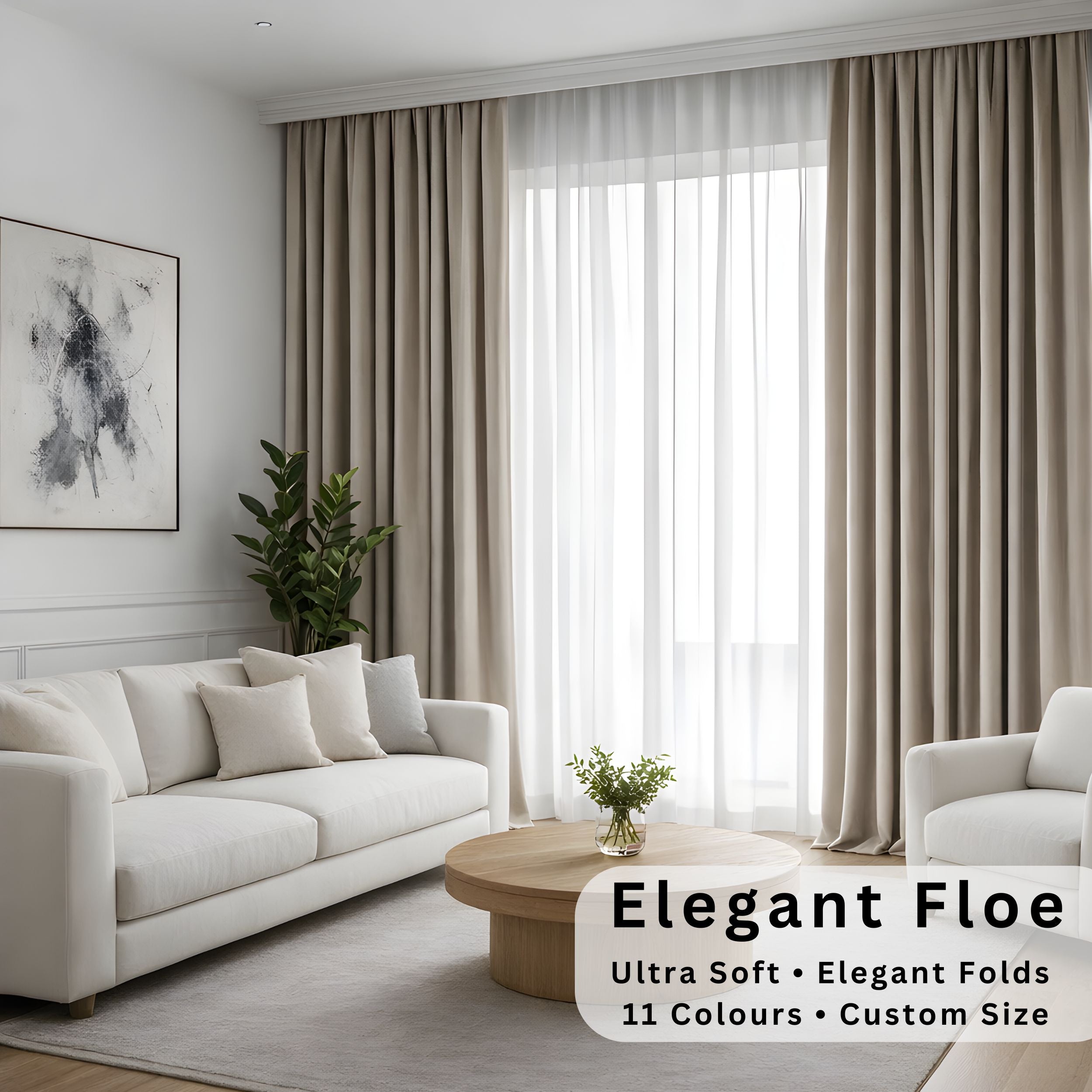 Floe Collection: Modern Light Filtering Curtains for Living Room | Custom Sizes