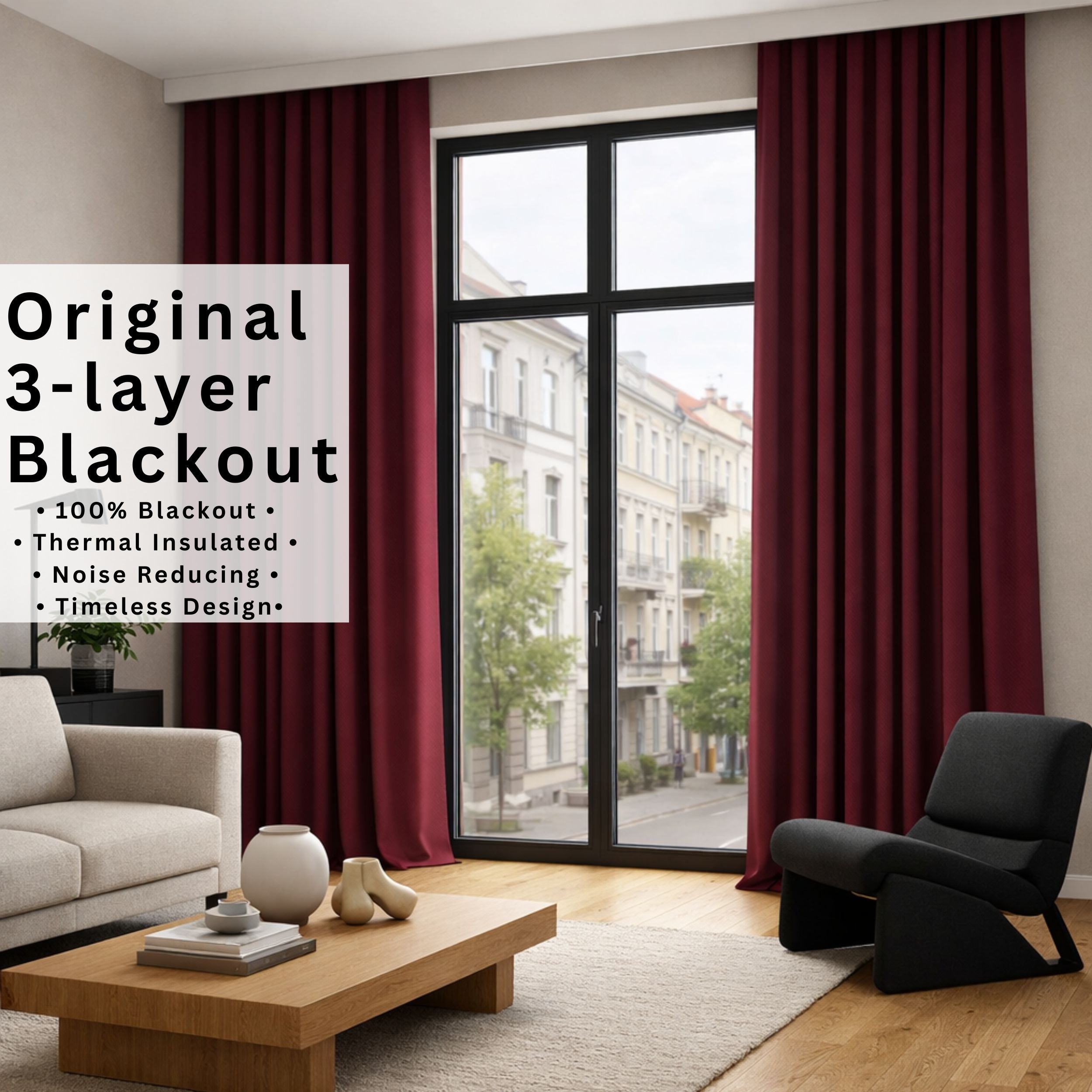 Custom Extra Wide Thermal Blackout Curtains | Made-to-Measure Drapes | Sun & Heat Protection | 24 colours