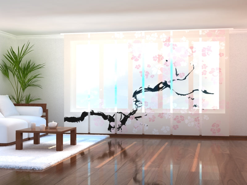 Sliding Panel Curtain Abstract Cherry Blossom