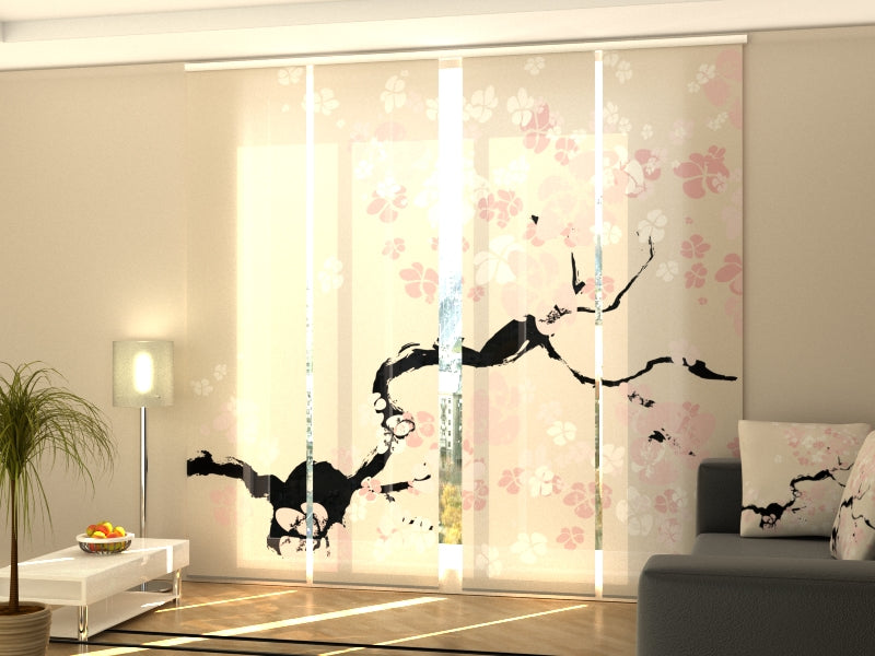 Sliding Panel Curtain Abstract Cherry Blossom
