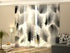 Sliding Panel Curtain Abstract Feathers in Black and White
