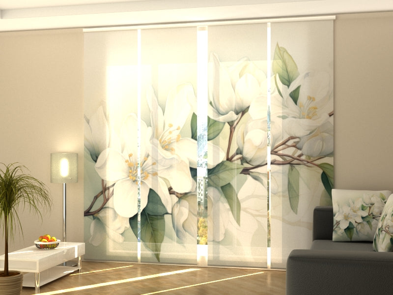 Sliding Panel Curtain Adore Watercolor of Jasmine Branch