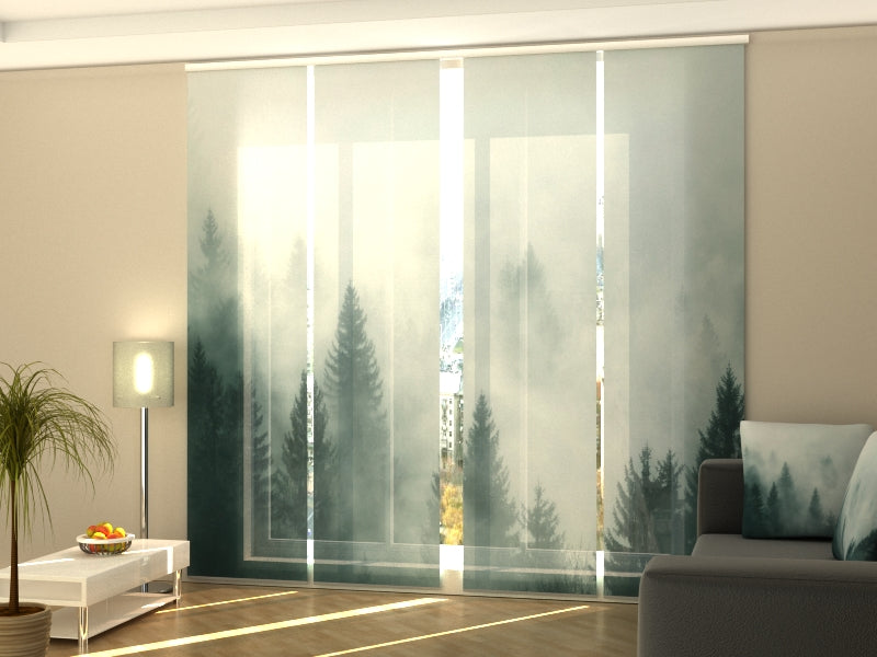 Sliding Panel Curtain Beautiful Fog in the Forest