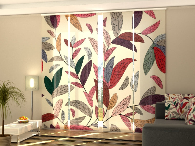 Sliding Panel Curtain Colorful Leaves