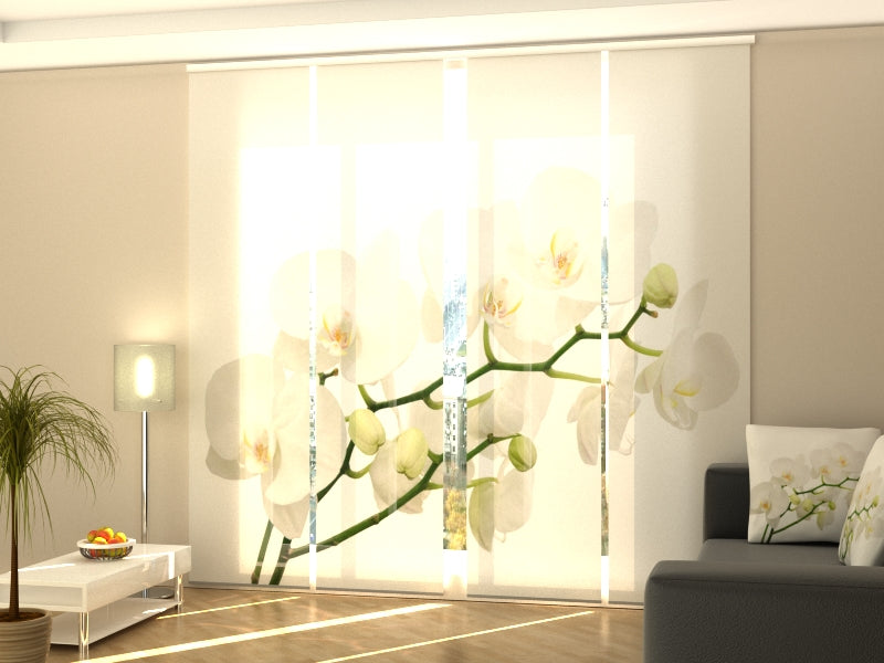 Sliding Panel Curtain Delicate White Orchid