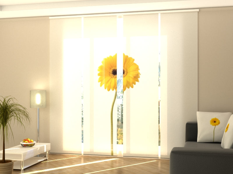 Sliding Panel Curtain Elegant Yellow Flower