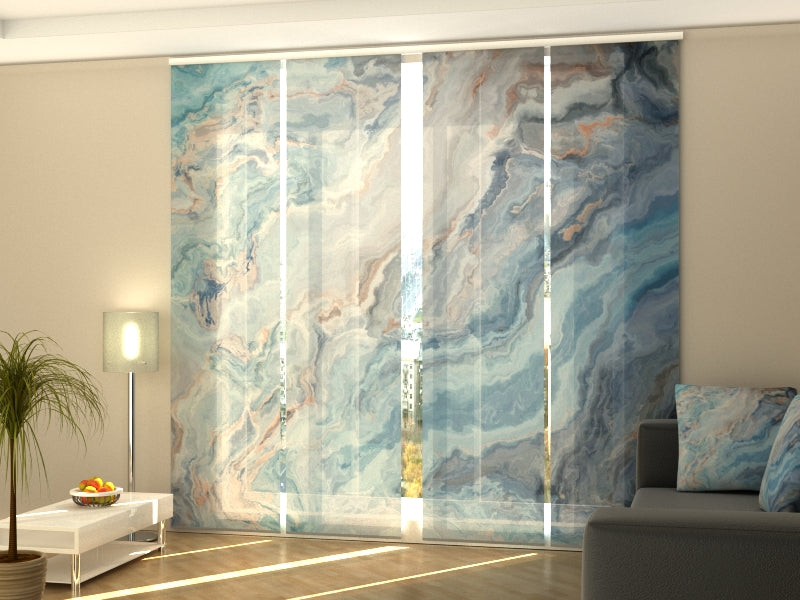 Sliding Panel Curtain Exquisite Blue Marble