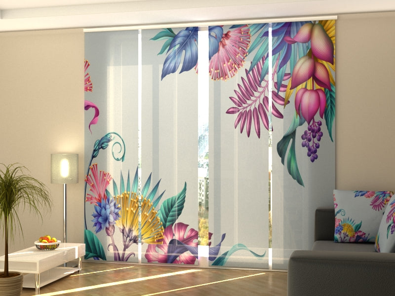 Sliding Panel Curtain Fantasy Flowers