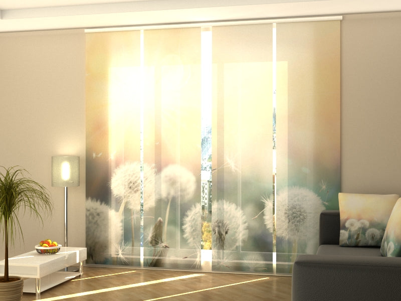 Sliding Panel Curtain Field of Dandelions in the Sunset