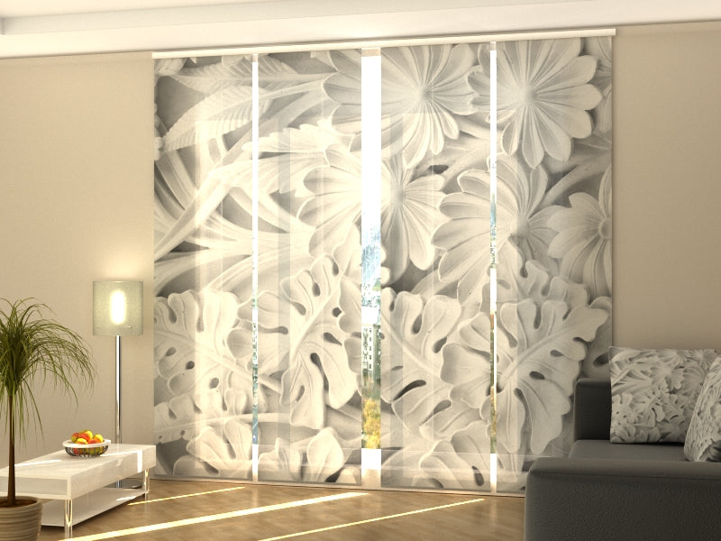 Sliding Panel Curtain Floral Relief
