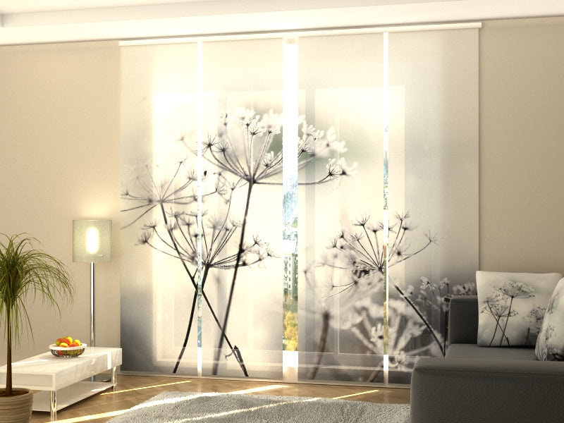Sliding Panel Curtain Frozen Flowers