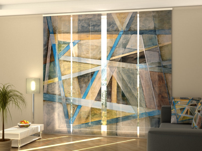 Sliding Panel Curtain Geometric Abstract Lines