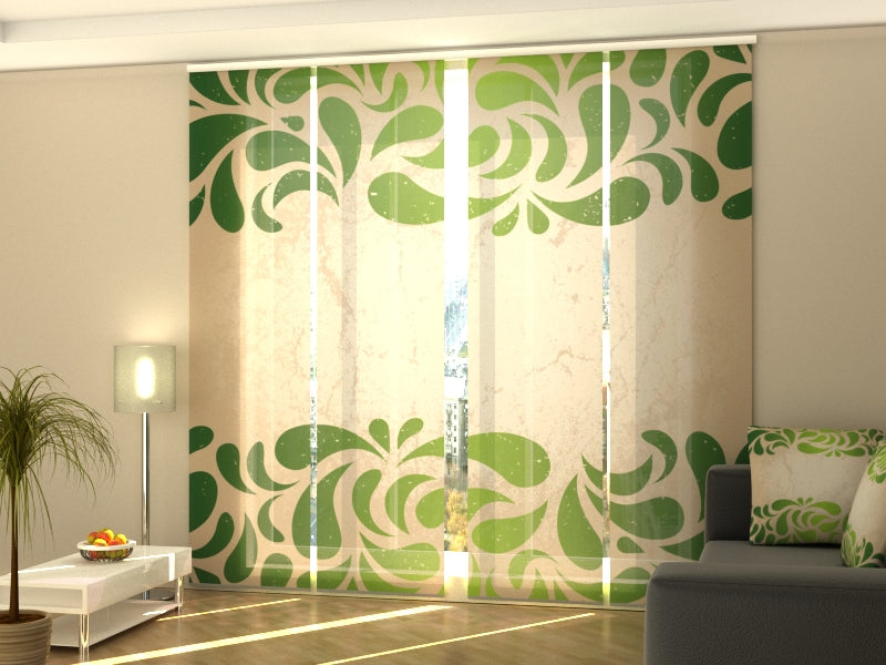 Sliding Panel Curtain Green Ornament