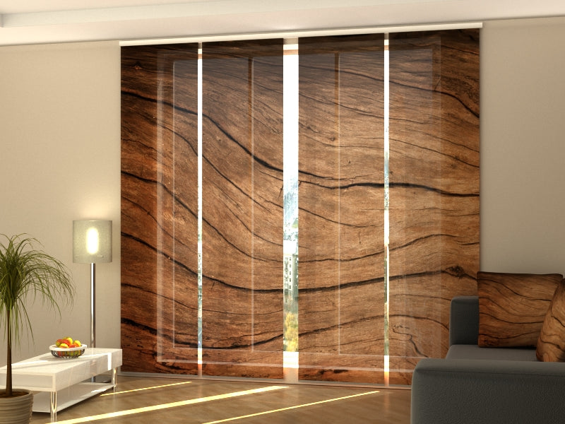 Sliding Panel Curtain Old Oak Wood
