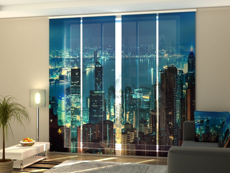 Sliding Panel Curtain Panorama of Evening Hong Kong