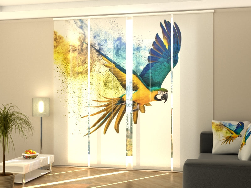 Sliding Panel Curtain Parrot's Colorful Flying