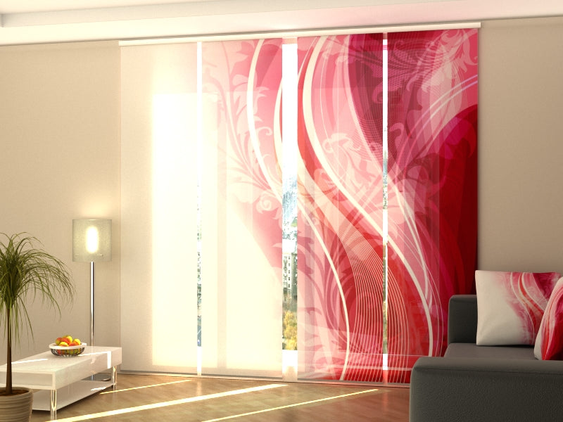 Sliding Panel Curtain Ruby Floral Abstraction